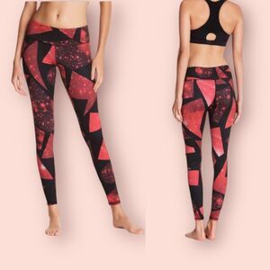 Alo Yoga Red/Black Airbrush Volcano Space Polyester Spandex Sz S